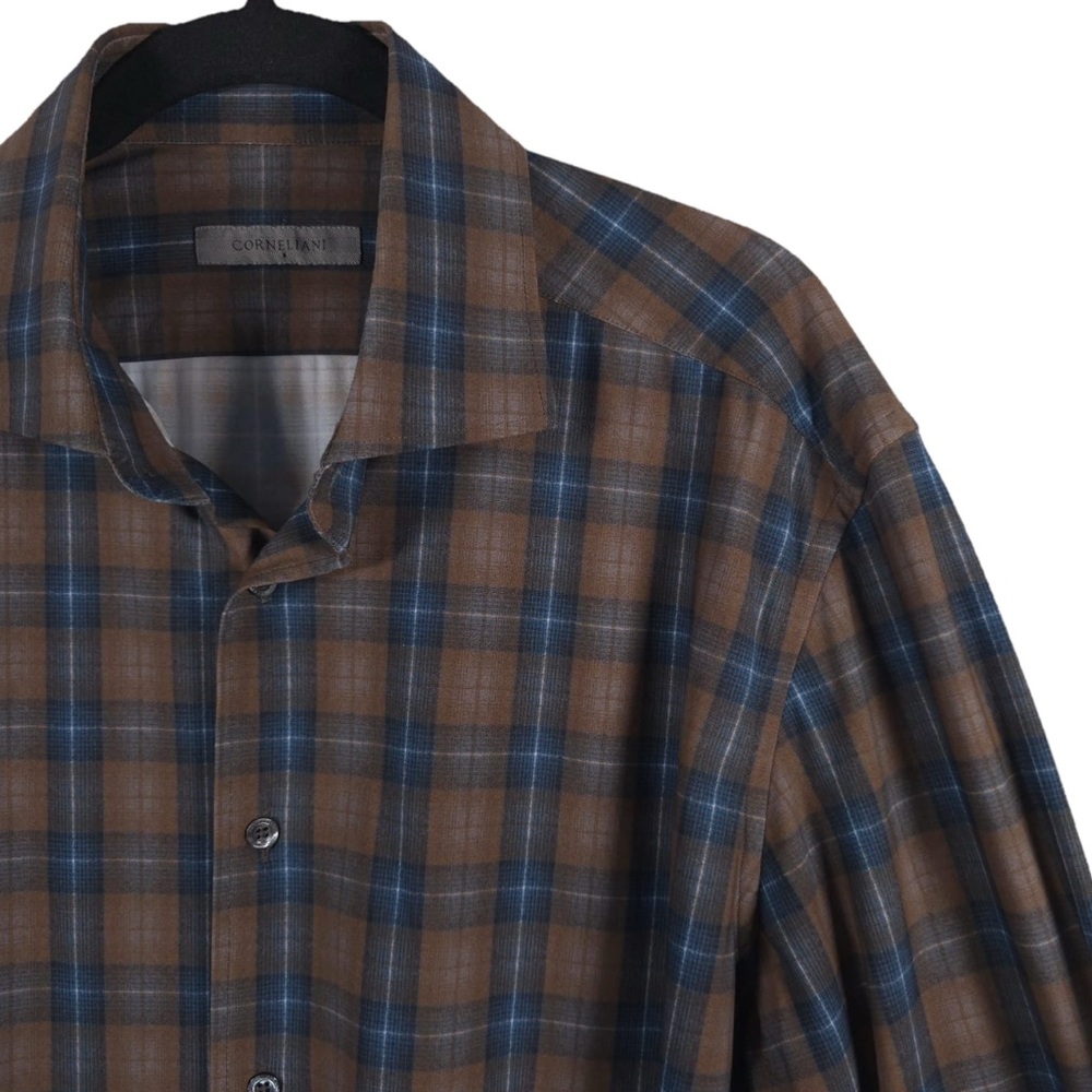 CORNELIANI ROMANIA🇷🇴MADE Plaid LS Bi Elastic Technical Shirt Size 16‎ 1/2  42